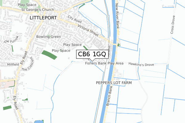 CB6 1GQ map - small scale - OS Open Zoomstack (Ordnance Survey)