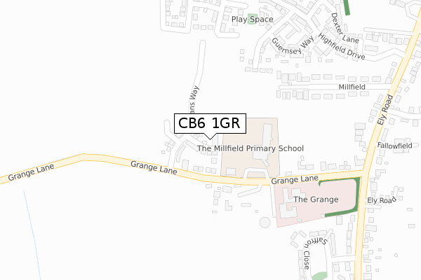 CB6 1GR map - large scale - OS Open Zoomstack (Ordnance Survey)