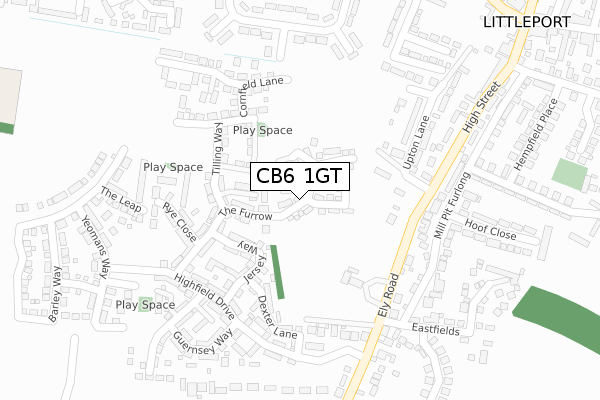 CB6 1GT map - large scale - OS Open Zoomstack (Ordnance Survey)