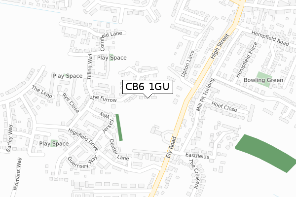 CB6 1GU map - large scale - OS Open Zoomstack (Ordnance Survey)