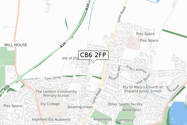 CB6 2FP map - small scale - OS Open Zoomstack (Ordnance Survey)