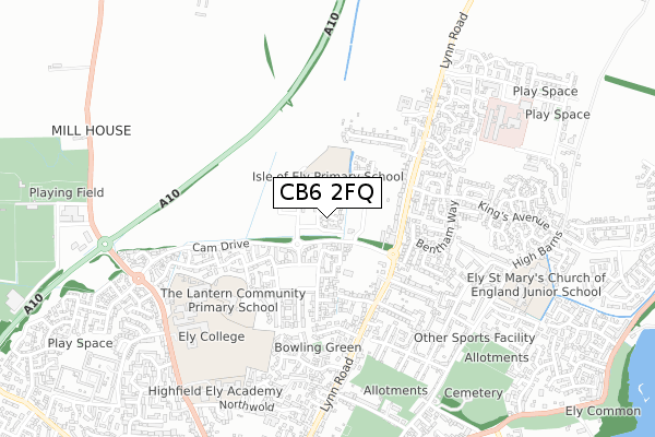 CB6 2FQ map - small scale - OS Open Zoomstack (Ordnance Survey)