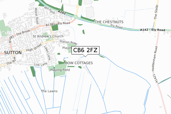 CB6 2FZ map - small scale - OS Open Zoomstack (Ordnance Survey)