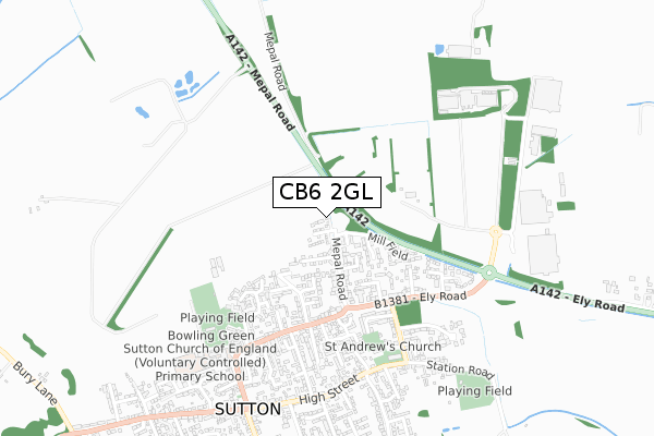 CB6 2GL map - small scale - OS Open Zoomstack (Ordnance Survey)