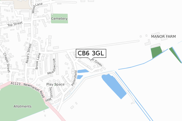 CB6 3GL map - large scale - OS Open Zoomstack (Ordnance Survey)