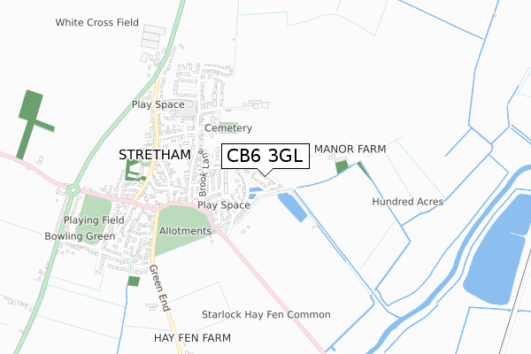 CB6 3GL map - small scale - OS Open Zoomstack (Ordnance Survey)