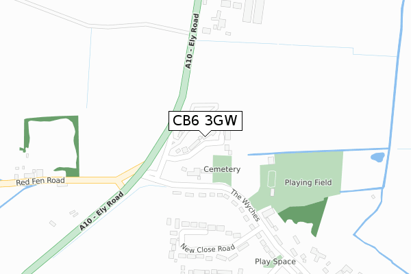 CB6 3GW map - large scale - OS Open Zoomstack (Ordnance Survey)