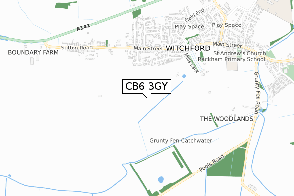 CB6 3GY map - small scale - OS Open Zoomstack (Ordnance Survey)