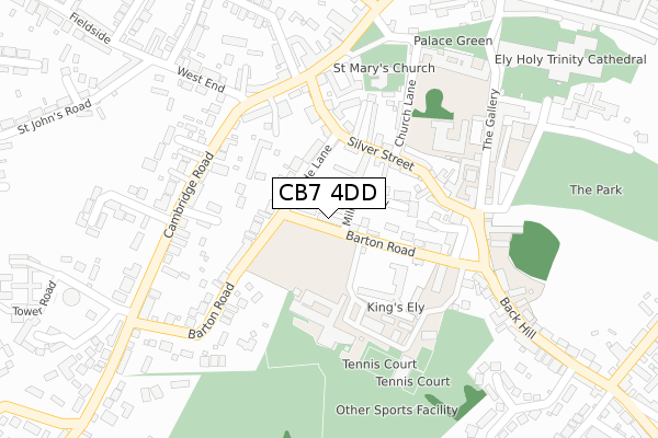 CB7 4DD map - large scale - OS Open Zoomstack (Ordnance Survey)