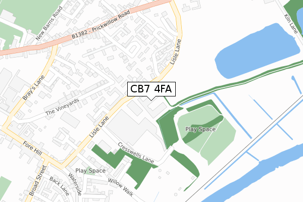 CB7 4FA map - large scale - OS Open Zoomstack (Ordnance Survey)