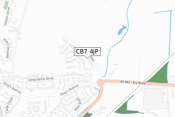 CB7 4JP map - large scale - OS Open Zoomstack (Ordnance Survey)