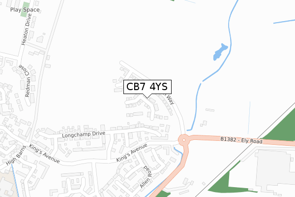 CB7 4YS map - large scale - OS Open Zoomstack (Ordnance Survey)