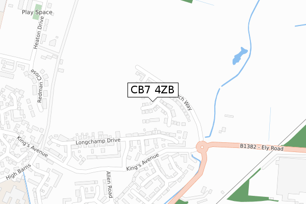 CB7 4ZB map - large scale - OS Open Zoomstack (Ordnance Survey)
