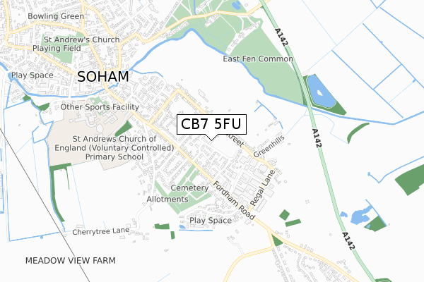 CB7 5FU map - small scale - OS Open Zoomstack (Ordnance Survey)