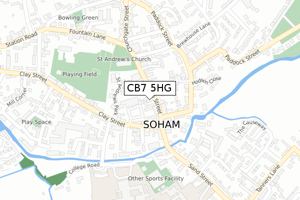 CB7 5HG map - large scale - OS Open Zoomstack (Ordnance Survey)