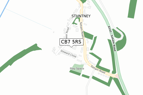 CB7 5RS map - large scale - OS Open Zoomstack (Ordnance Survey)