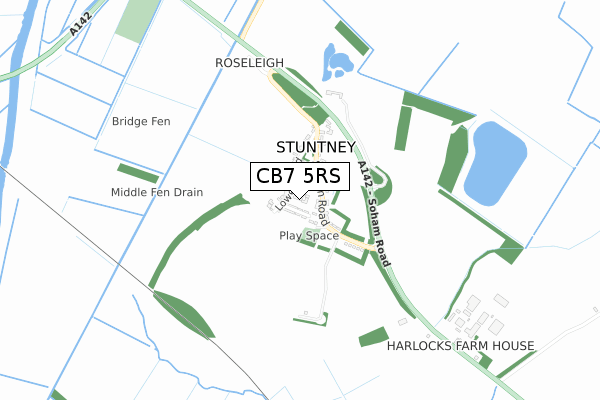 CB7 5RS map - small scale - OS Open Zoomstack (Ordnance Survey)