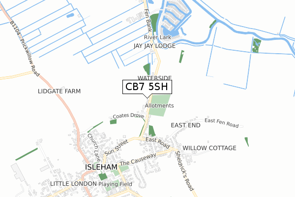CB7 5SH map - small scale - OS Open Zoomstack (Ordnance Survey)