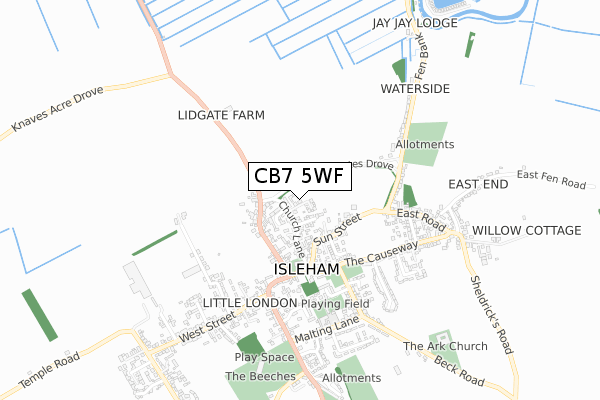 CB7 5WF map - small scale - OS Open Zoomstack (Ordnance Survey)