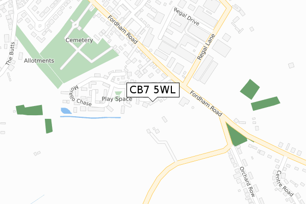 CB7 5WL map - large scale - OS Open Zoomstack (Ordnance Survey)