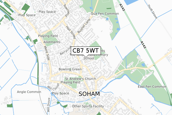 CB7 5WT map - small scale - OS Open Zoomstack (Ordnance Survey)