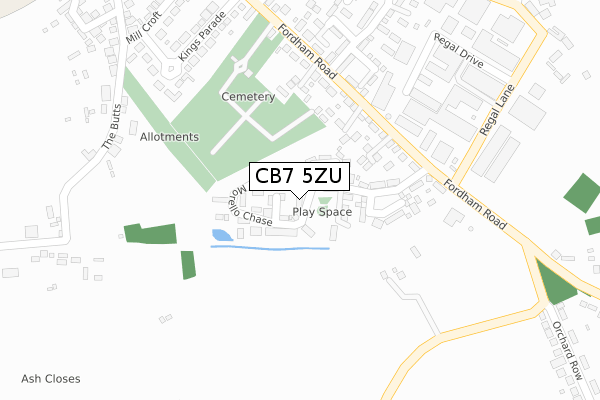 CB7 5ZU map - large scale - OS Open Zoomstack (Ordnance Survey)