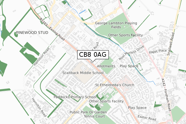 CB8 0AG map - small scale - OS Open Zoomstack (Ordnance Survey) CB8 0AG map - small scale - OS Open Zoomstack (Ordnance Survey)