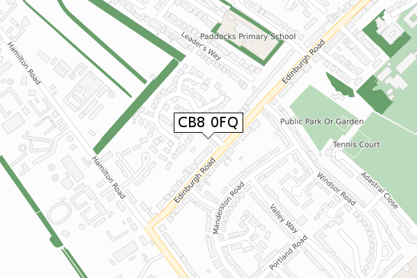 CB8 0FQ map - large scale - OS Open Zoomstack (Ordnance Survey)