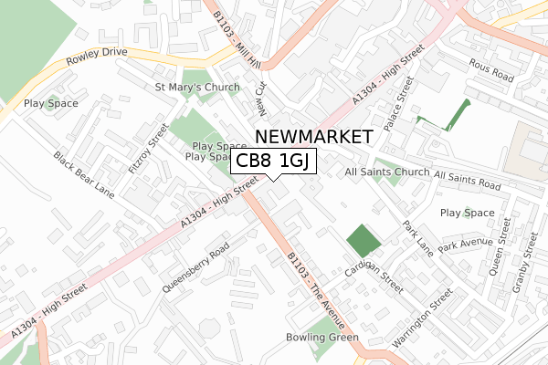 CB8 1GJ map - large scale - OS Open Zoomstack (Ordnance Survey)