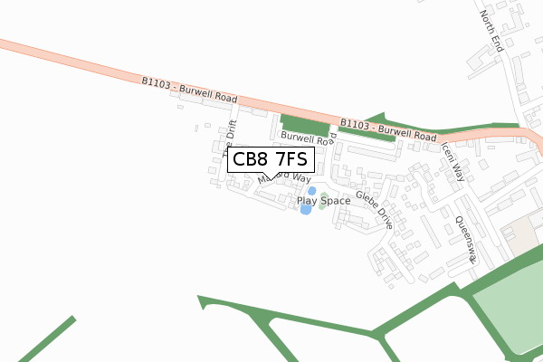 CB8 7FS map - large scale - OS Open Zoomstack (Ordnance Survey)