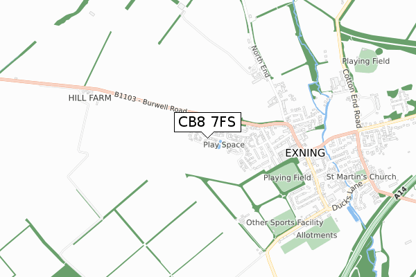 CB8 7FS map - small scale - OS Open Zoomstack (Ordnance Survey)