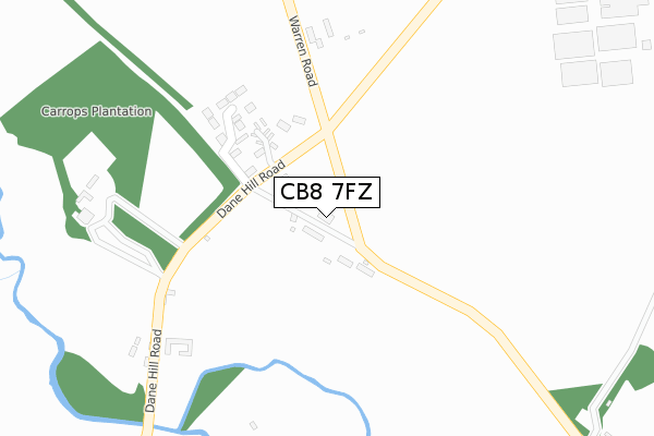 CB8 7FZ map - large scale - OS Open Zoomstack (Ordnance Survey)