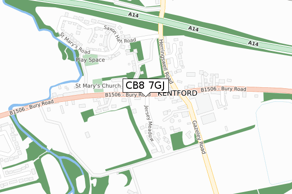 CB8 7GJ map - large scale - OS Open Zoomstack (Ordnance Survey)