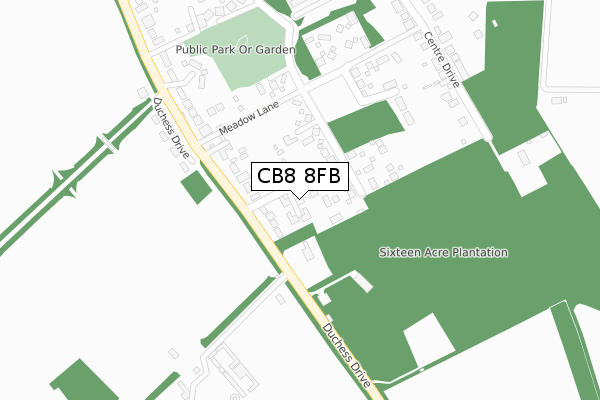 CB8 8FB map - large scale - OS Open Zoomstack (Ordnance Survey)