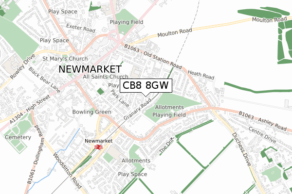 CB8 8GW map - small scale - OS Open Zoomstack (Ordnance Survey) CB8 8GW map - small scale - OS Open Zoomstack (Ordnance Survey)