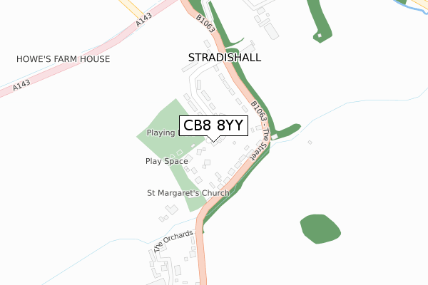 CB8 8YY map - large scale - OS Open Zoomstack (Ordnance Survey)