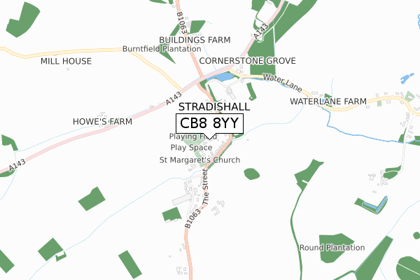 CB8 8YY map - small scale - OS Open Zoomstack (Ordnance Survey)