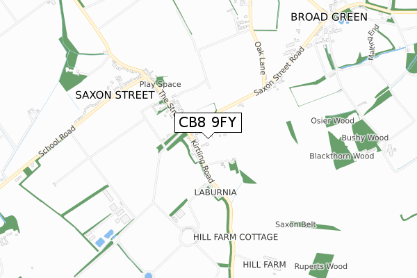 CB8 9FY map - small scale - OS Open Zoomstack (Ordnance Survey)