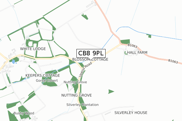 CB8 9PL map - small scale - OS Open Zoomstack (Ordnance Survey)