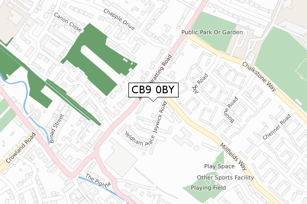 CB9 0BY map - large scale - OS Open Zoomstack (Ordnance Survey)