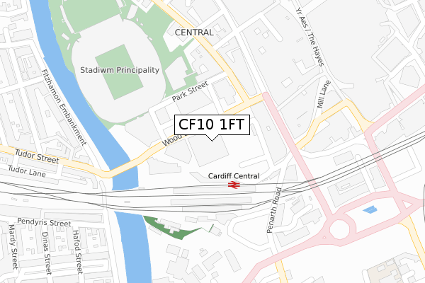 CF10 1FT map - large scale - OS Open Zoomstack (Ordnance Survey)