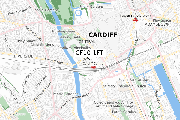 CF10 1FT map - small scale - OS Open Zoomstack (Ordnance Survey)