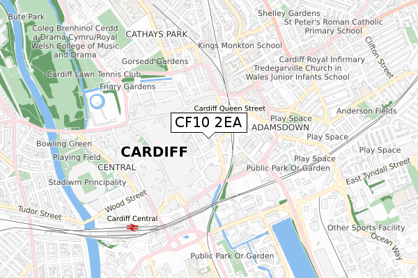 CF10 2EA map - small scale - OS Open Zoomstack (Ordnance Survey)