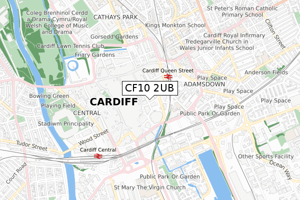 CF10 2UB map - small scale - OS Open Zoomstack (Ordnance Survey)