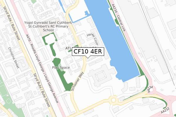 CF10 4ER map - large scale - OS Open Zoomstack (Ordnance Survey)