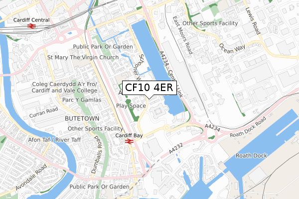 CF10 4ER map - small scale - OS Open Zoomstack (Ordnance Survey)