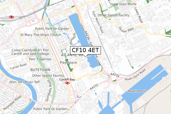 CF10 4ET map - small scale - OS Open Zoomstack (Ordnance Survey) CF10 4ET map - small scale - OS Open Zoomstack (Ordnance Survey)