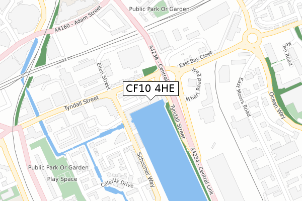 CF10 4HE map - large scale - OS Open Zoomstack (Ordnance Survey)