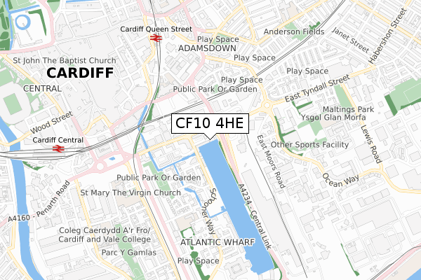 CF10 4HE map - small scale - OS Open Zoomstack (Ordnance Survey)