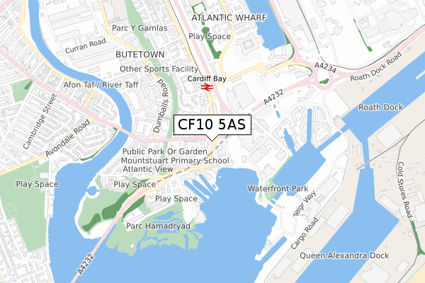 CF10 5AS map - small scale - OS Open Zoomstack (Ordnance Survey)